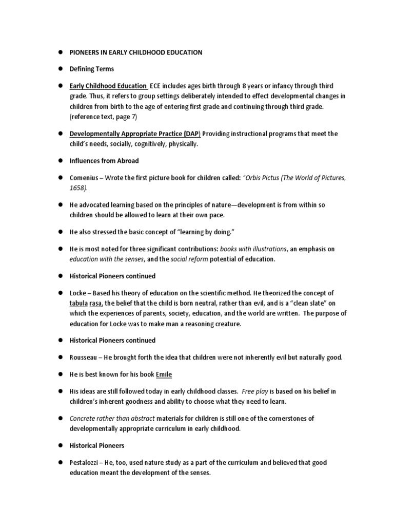 Pioneers in Early Childhood Education | PDF | Early Childhood Education ...