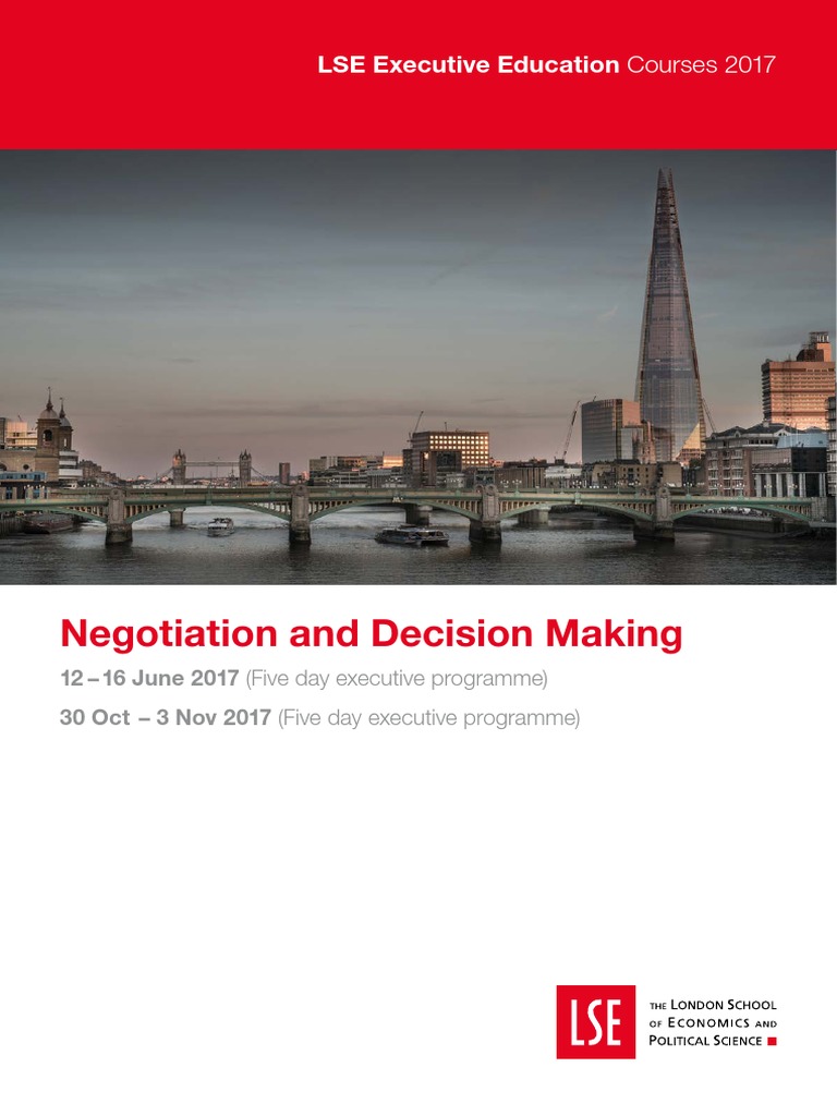 LSE Negotiation & Decision Making Course | PDF | London School Of ...
