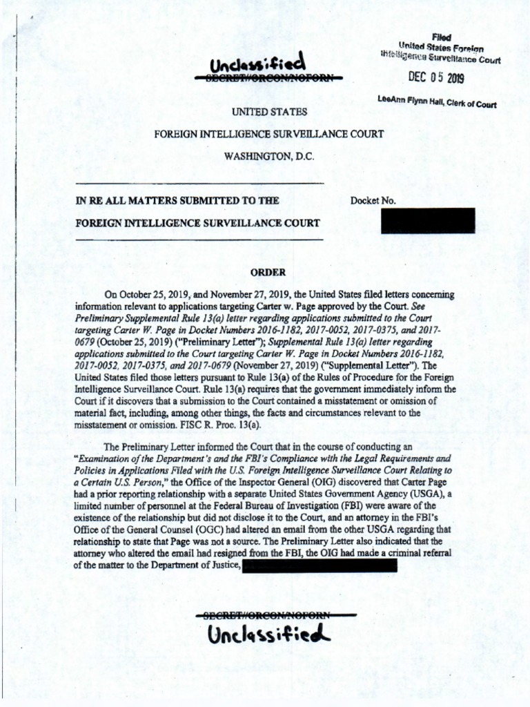 FISC Order on FBI Attorney Misconduct | PDF | United States Foreign ...