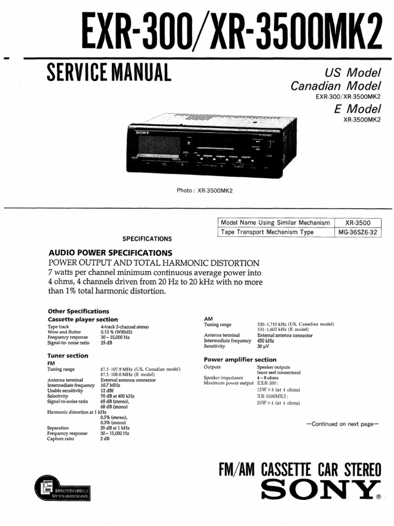 EXR-300 - XR-3500MK2 (SM) | PDF