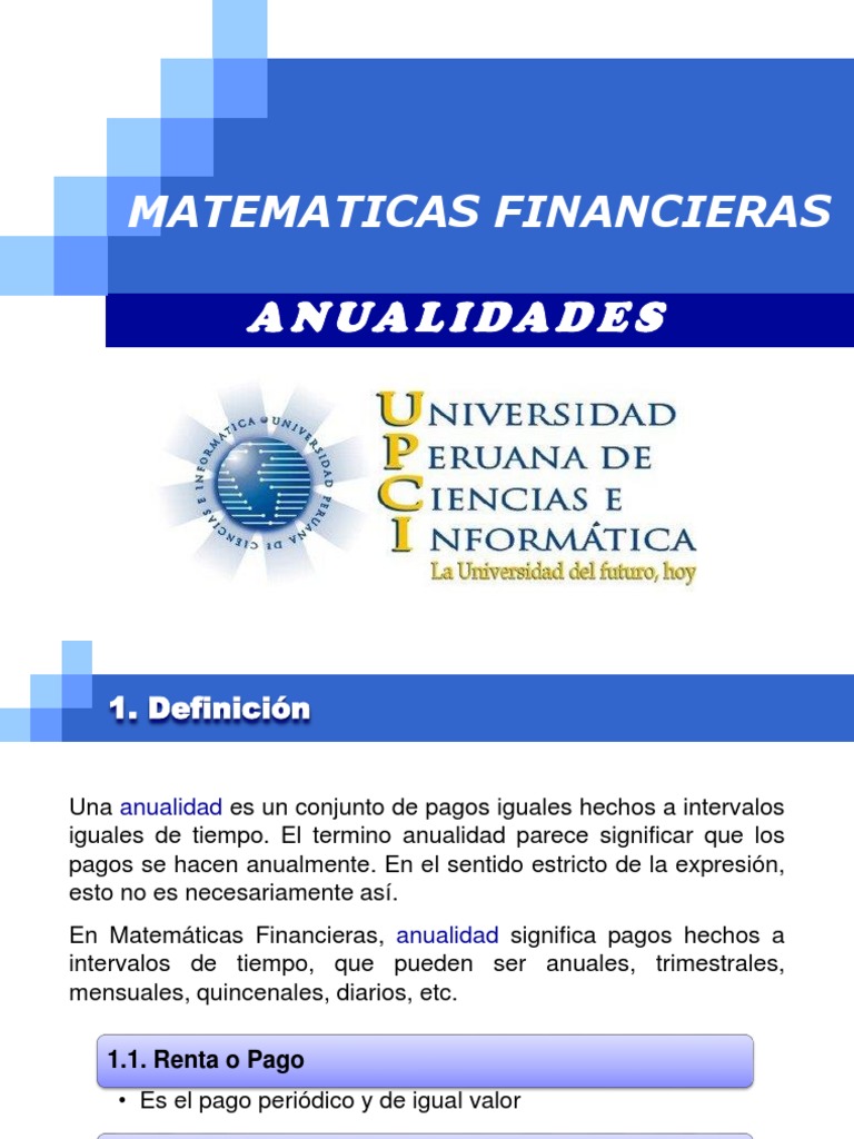 Anualidades en Matemáticas Financieras | PDF | Interés | Tasas de interés