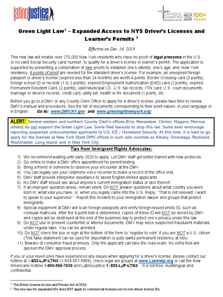 Green Light Law Tips Expanded Access To Nys Driver's Licenses and