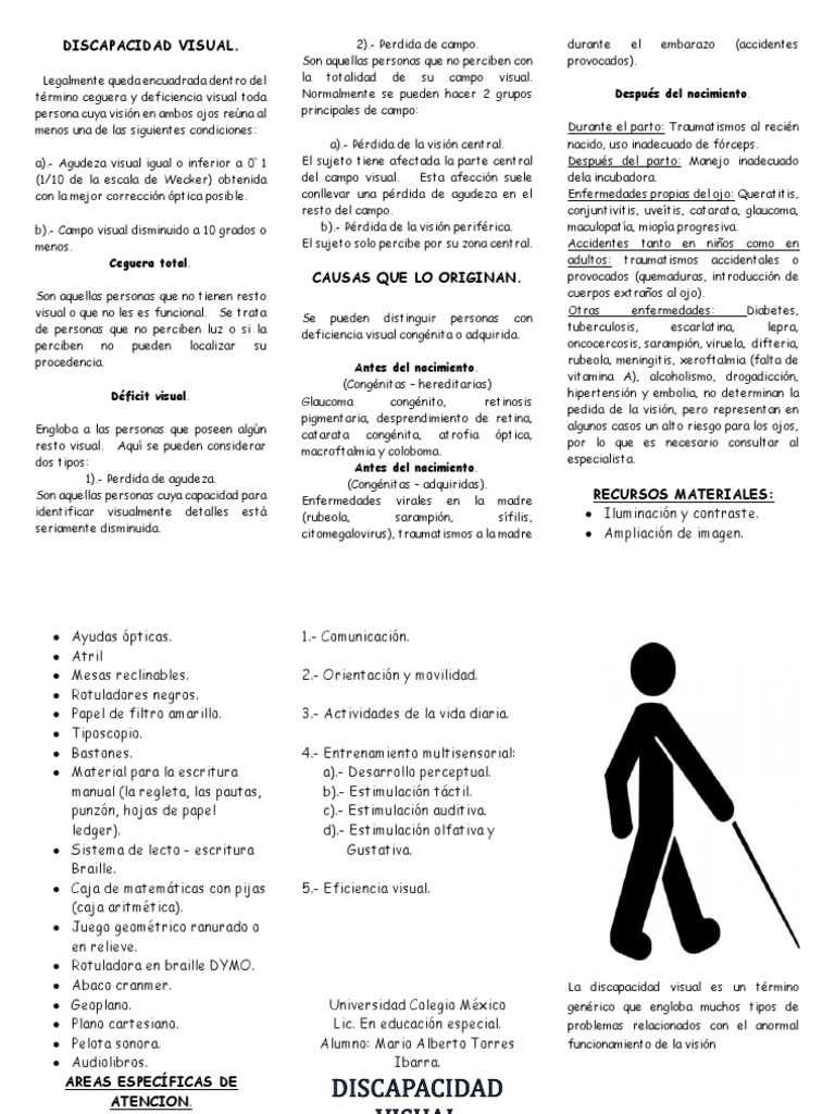 Tipos y causas de la discapacidad visual y recursos para su atención ...