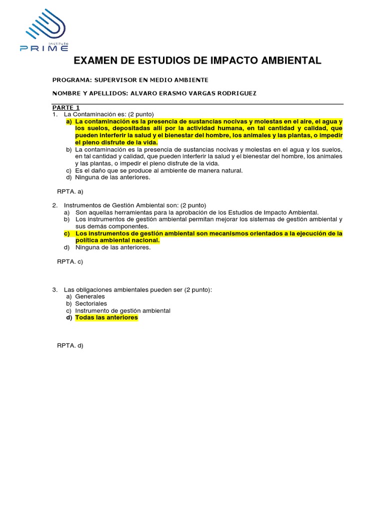 Examen de Estudios de Impacto Ambiental | PDF | Entorno natural ...