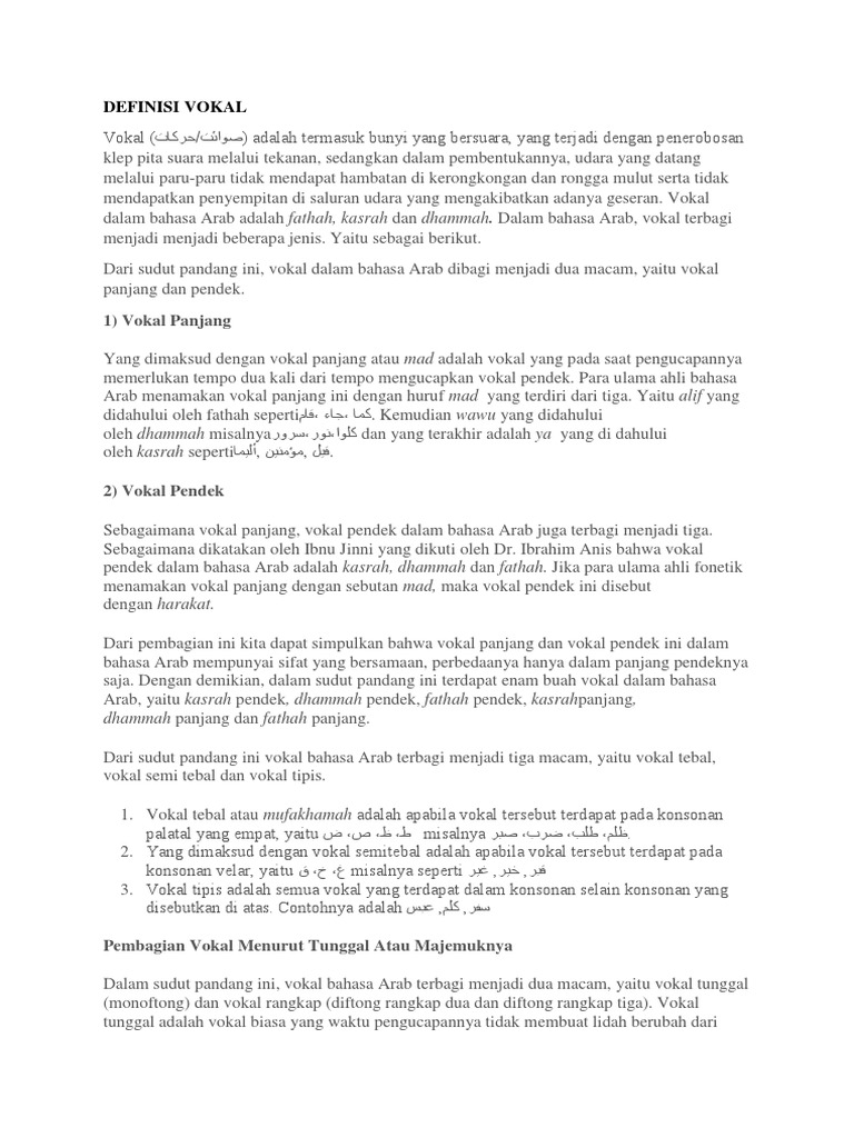 Definisi Vokal Pdf