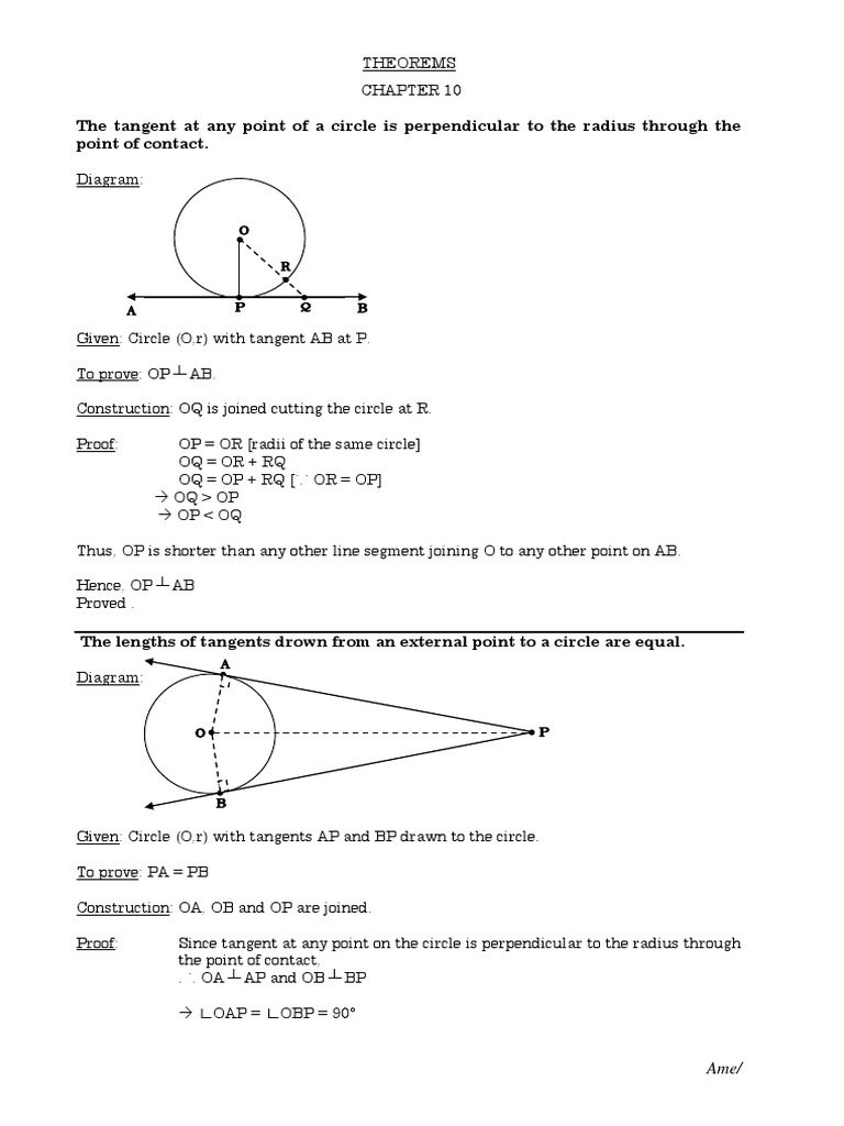 THEOREMS Circle Euclidean Geometry