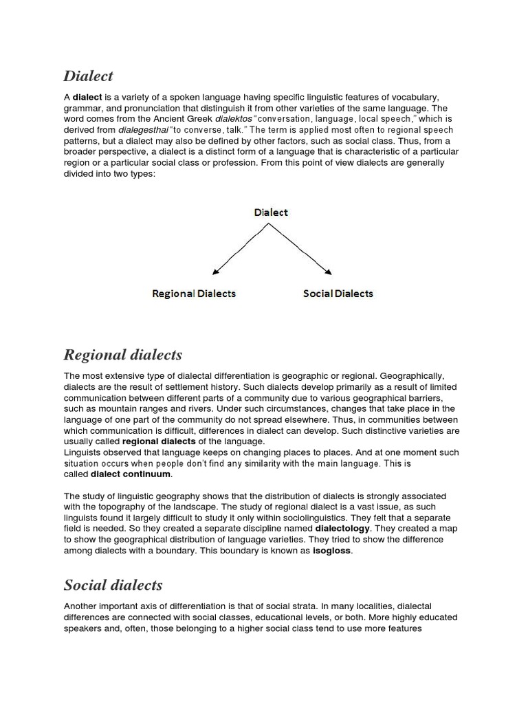 Dialect and Its Types | PDF | Dialect | Sociolinguistics