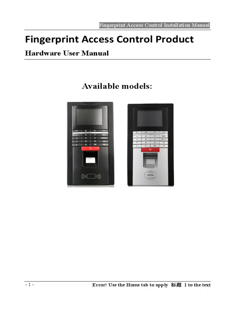 Fingerprint Access Control Installation Guide | PDF | Access Control ...