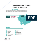 Perfil Demográfico 2016 - 2020 Comuna 03 - Manrique