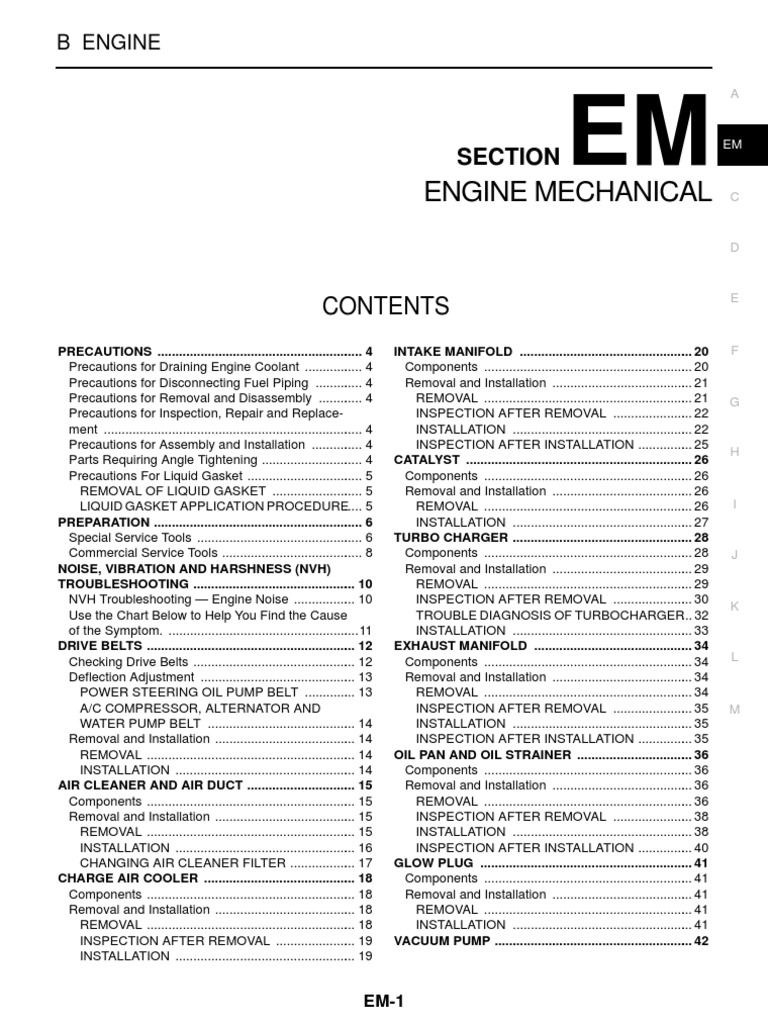 NISSAN YD25 ENGINE WORKSHOP MANUAL PDF visual data 8