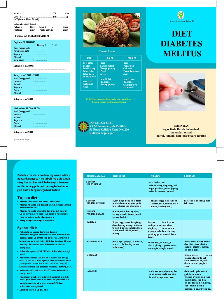 Menu Diet Diabetes Sehari-hari | PDF