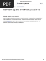 Risk Warnings and Investment Disclaimers PDF