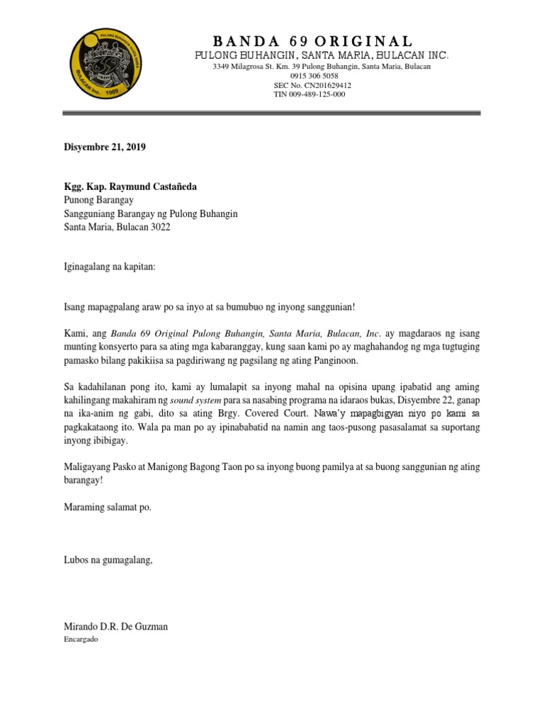 Speaker Request Letter