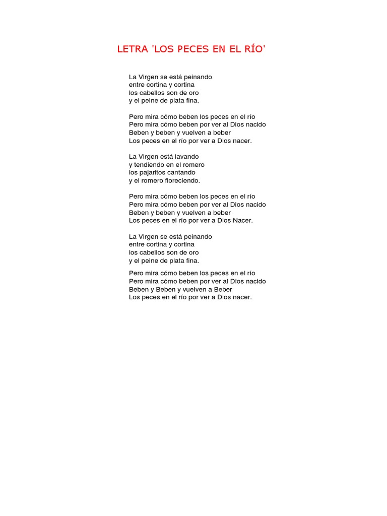 LETRA Los Peces en El Rio | PDF