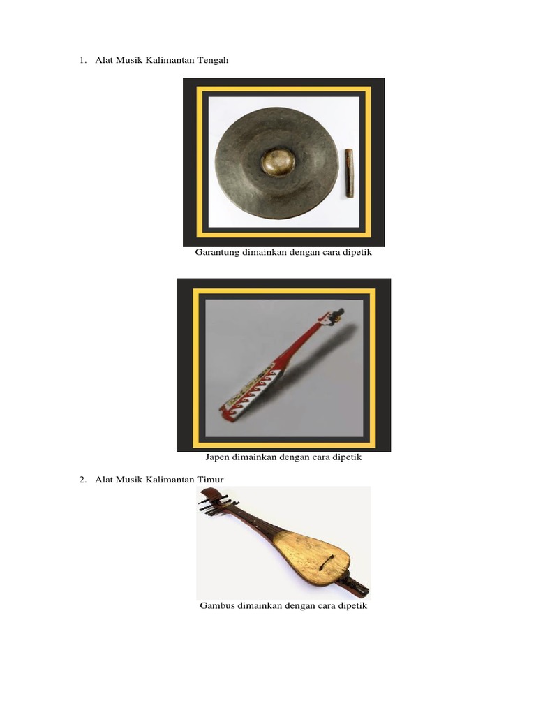 Alat Musik Tradisional Indonesia dan Cara Memainkannya | PDF | Memasak ...