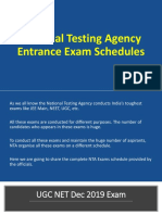 National Testing Agency Entrance Exam Schedule