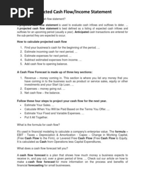 Projected Cash Flow Statement
