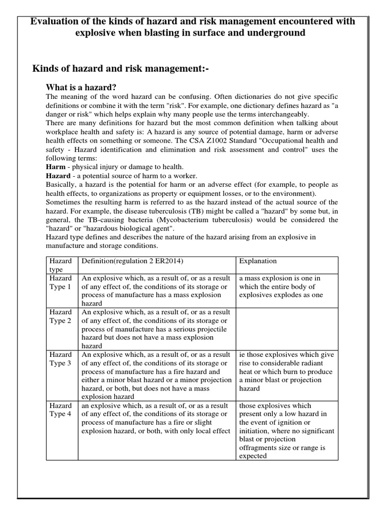 Hazard Types in Explosive Risk Management | PDF | Hazards | Explosion