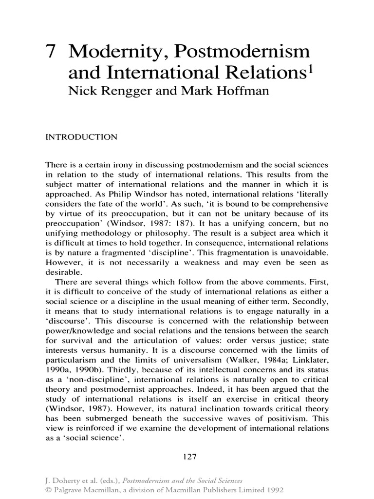 Modernity, Postmodernism and International Relations | PDF ...