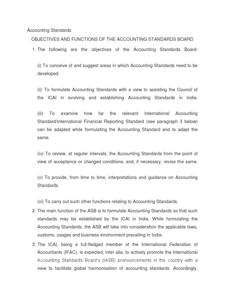 Functions of India's Accounting Standards Board | PDF | International ...