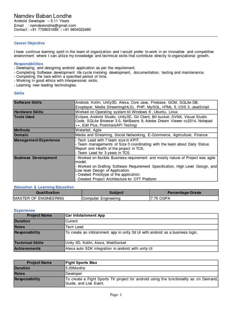 Arun Londhe: Android Developer Profile | PDF | Google Play ...
