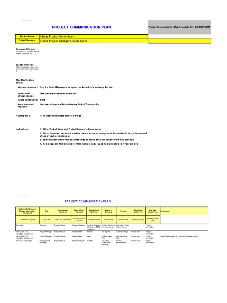 Communication Plan Template | PDF | Computing | Information Technology