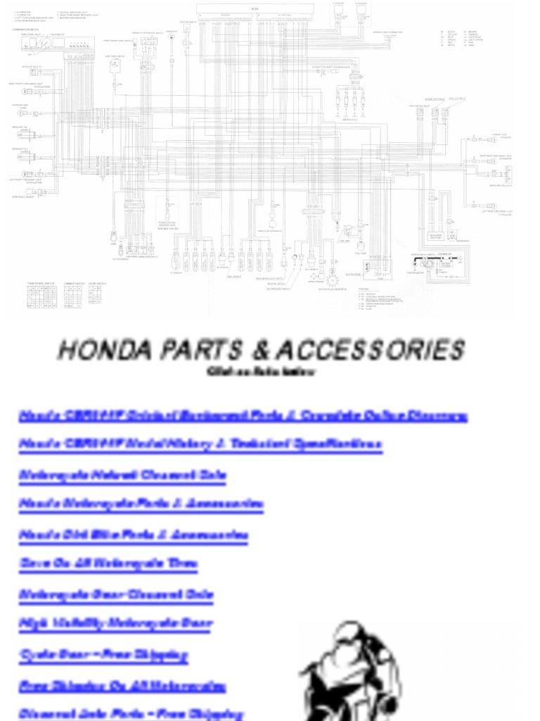 Honda CBR600 F4 I CBR 600 Electrical Wiring Harness Diagram Schematic