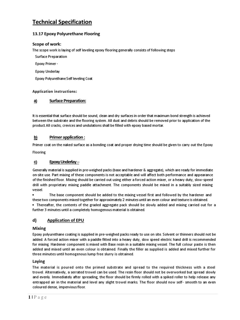 2945 002 Technical Specification Epoxy Flooring Pdf Download