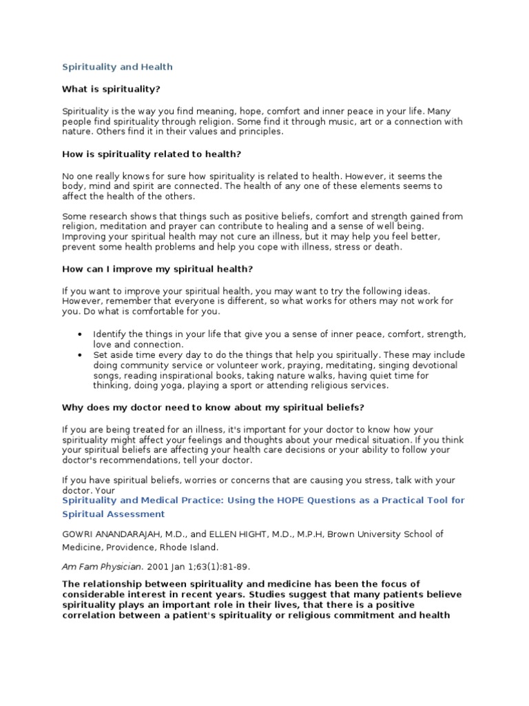 Spirituality and Health | PDF | Spirituality | Forgiveness