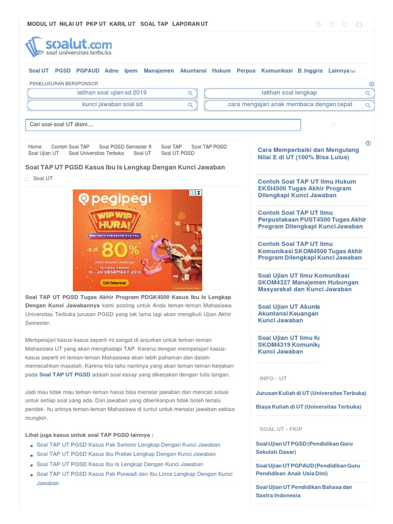 Contoh Kasus Tap Pg Paud Dan Penyelesaiannya Berbagai Contoh