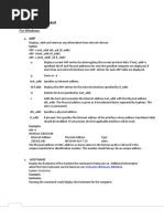 Networking Command: For Windows: 1. ARP