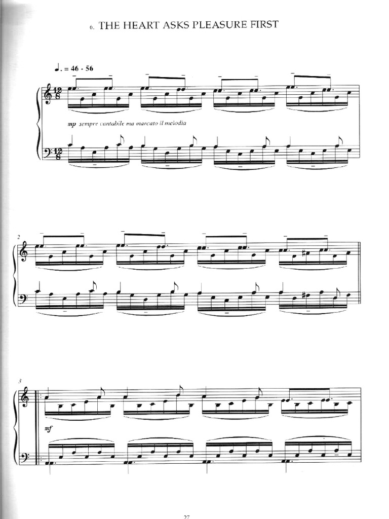 The Heart Asks Pleasure First The Piano PDF