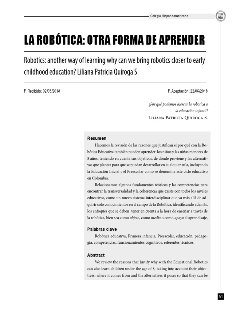 Robótica Educativa en Educación Infantil | PDF | Educación de la ...