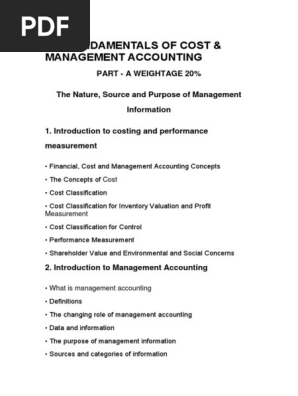 Acma M1 Pdf Cost Accounting Management Accounting