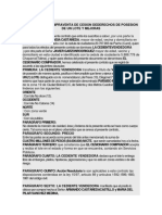 Contrato de Compraventa de Cesion Dederechos de Posesion de Un Lote y Mejoras