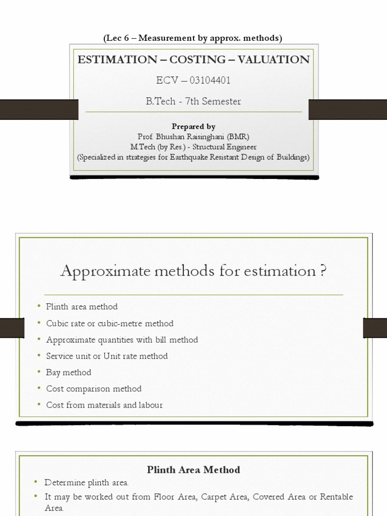 Lec 6 - Measurement by Approximate Area Methods | PDF | Porch | Volume