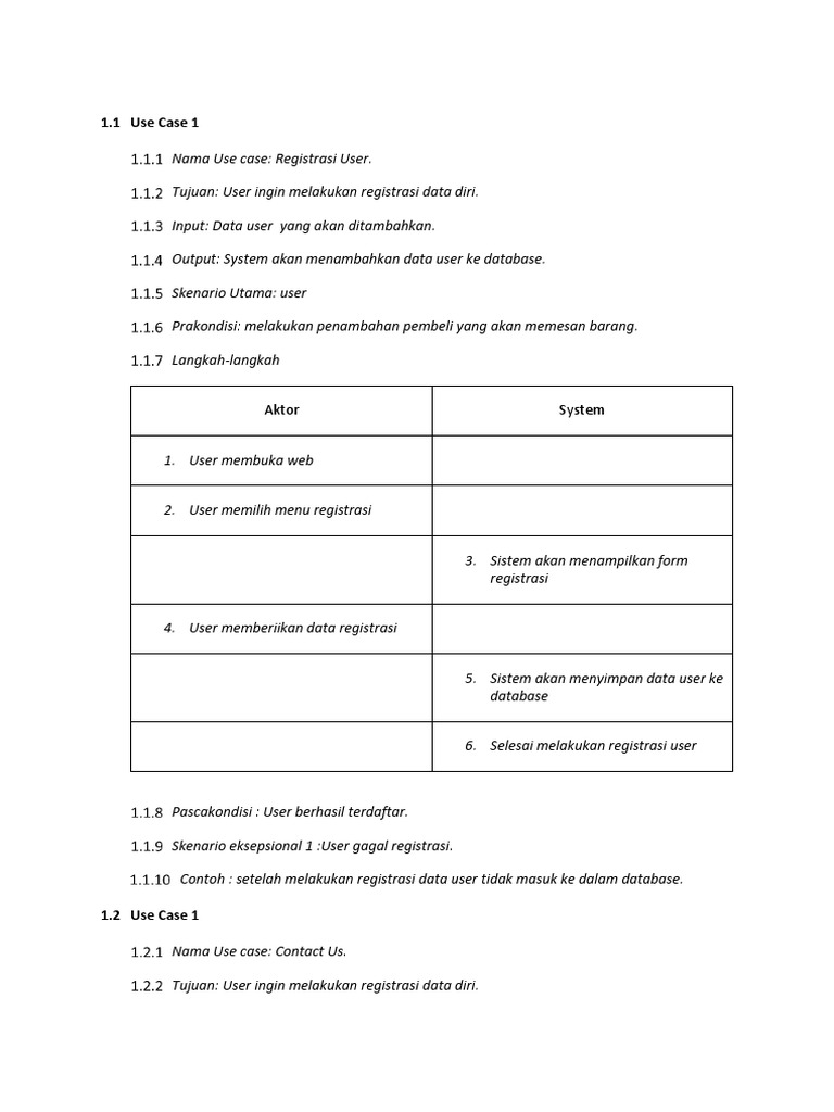 Skenario Use Case Registrasi User | PDF | Pengelolaan Keuangan & Uang