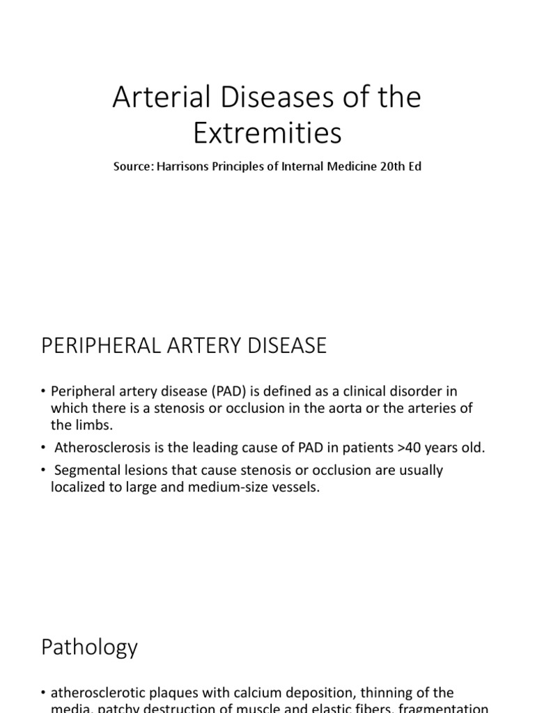 Arterial Diseases Of The Extremities Ischemia Artery