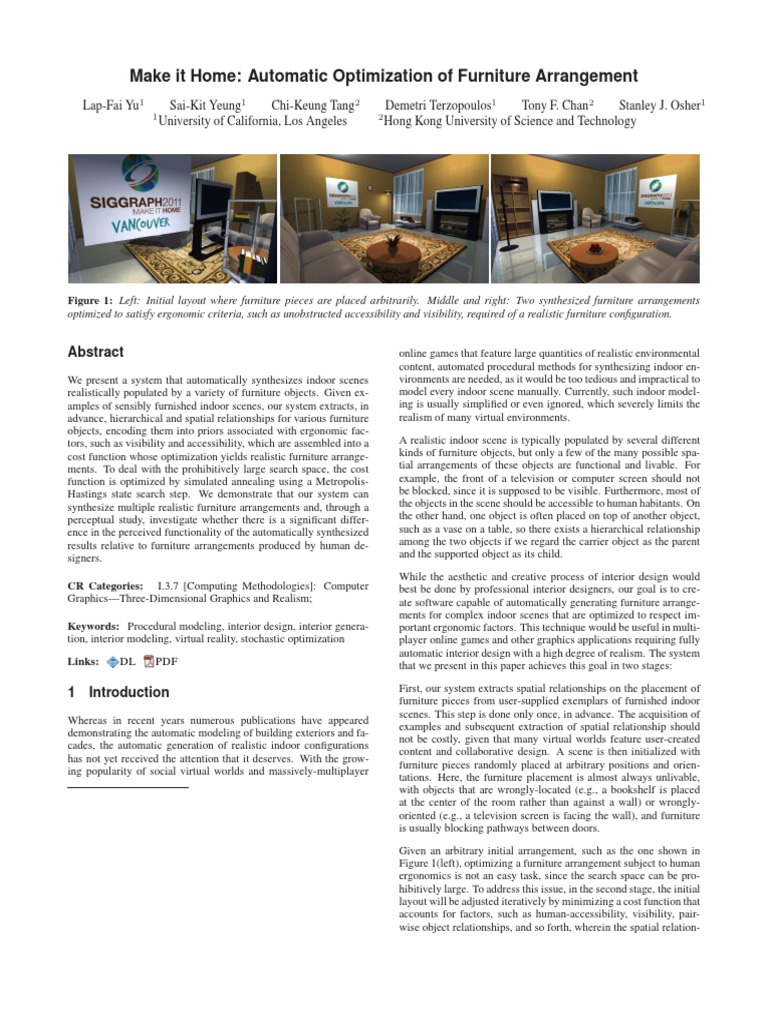 Automated Furniture Layout Design | PDF | Mathematical Optimization ...