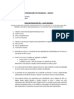 Lista de Exercícios 01 - Juros Simples