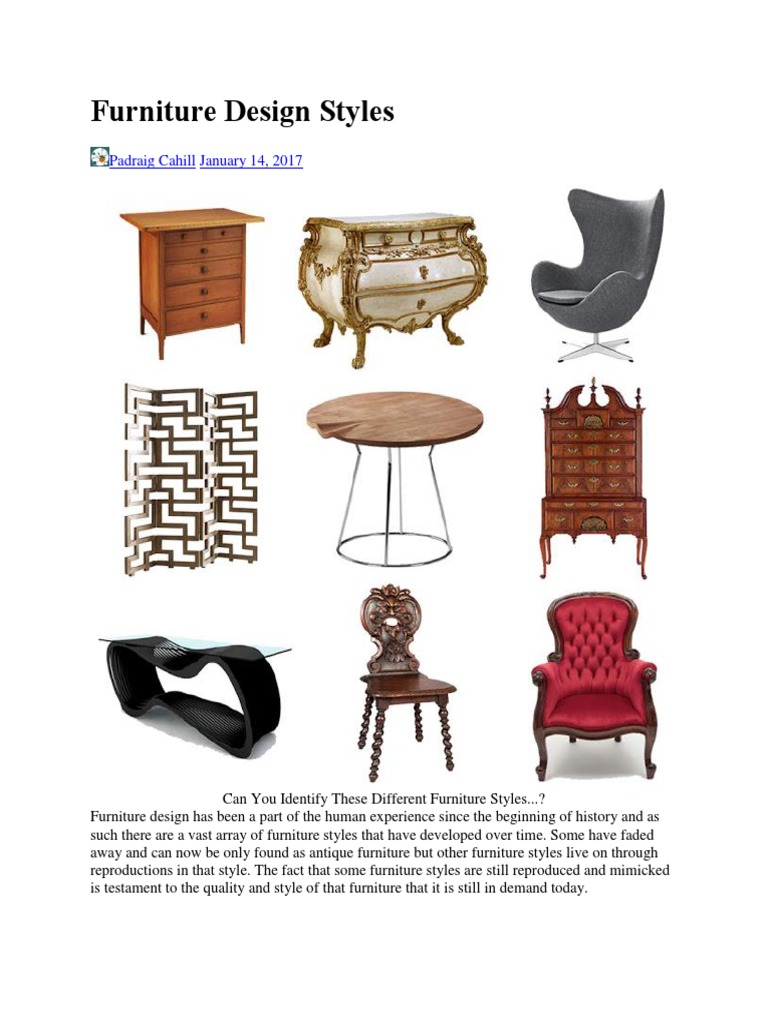 Types of furniture styles deals