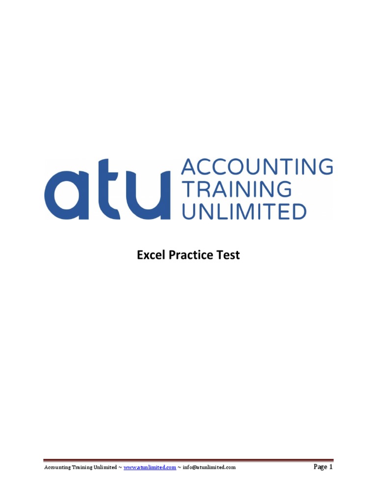 Excel Practice Test for Accounting Skills | PDF | Microsoft Excel ...