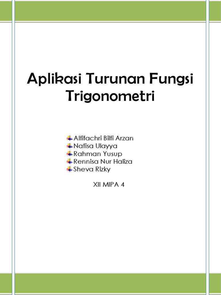 Aplikasi Turunan Fungsi Trigonometri Lengkap