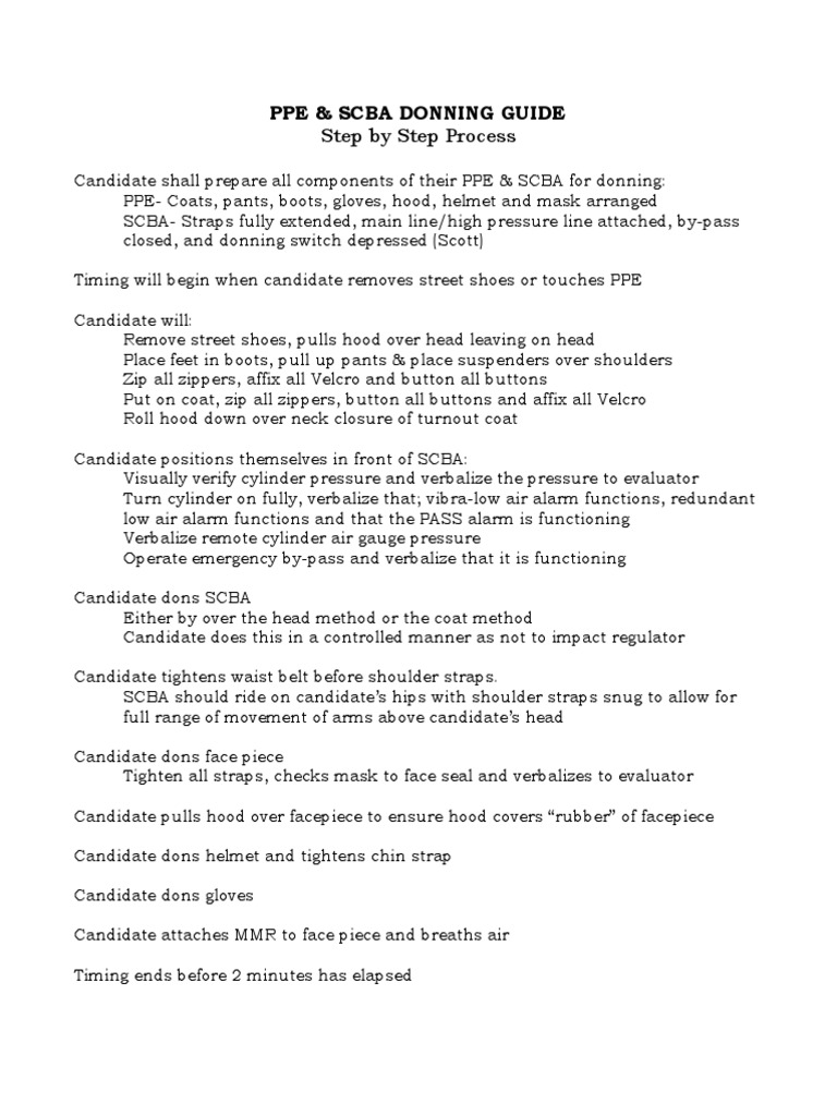 PPE and SCBA Donning Guide PDF PDF