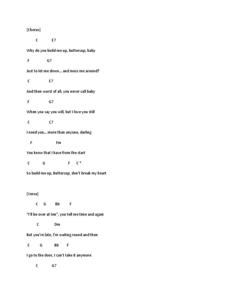 Build Me Up Buttercup Ukulele PDF