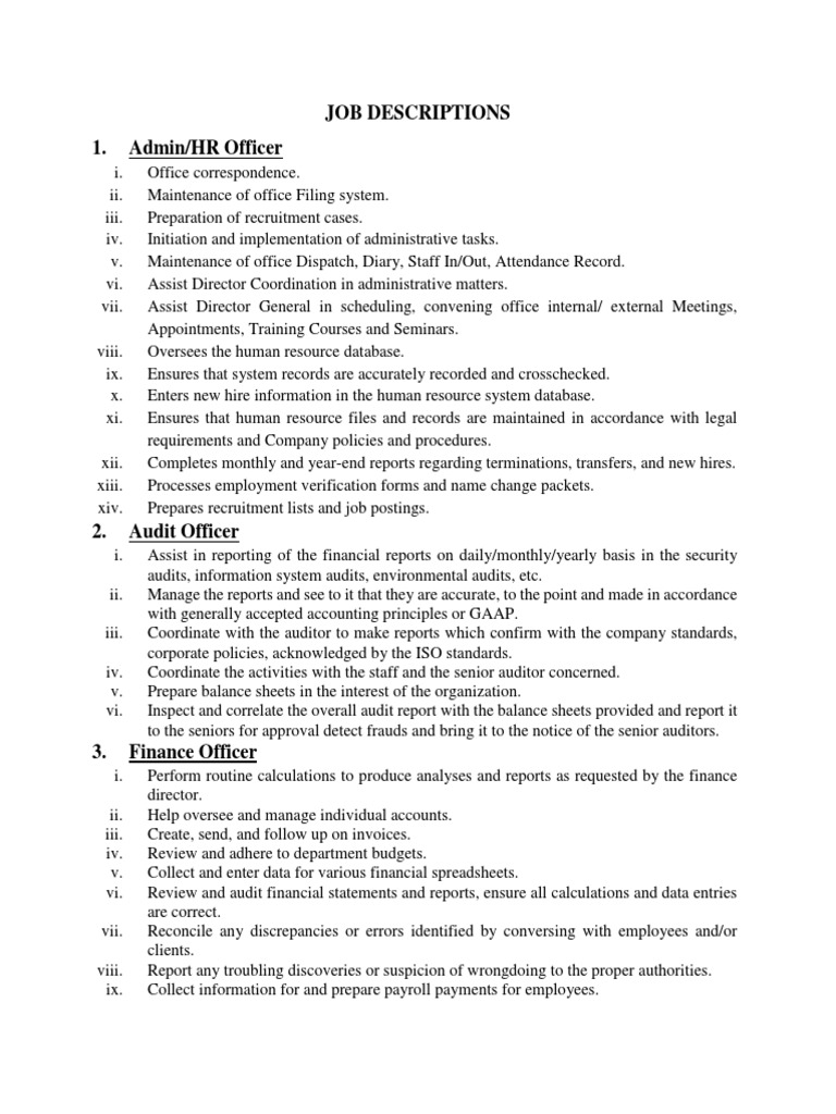 Job Descriptions and Responsibilities A Guide to Common Roles in