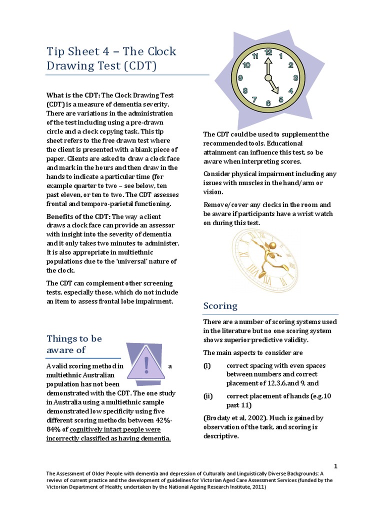 Clock Test PDF Dementia Clock