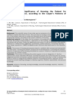 The Value and Significance of Knowing The Patient For Professional Practice According To The Carpers Patterns of Knowing PDF