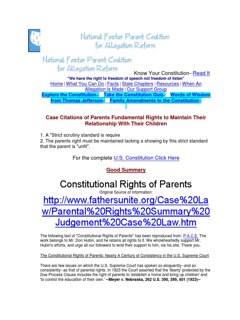 Parental Rights Points and Authorities | PDF | Fourteenth Amendment To ...