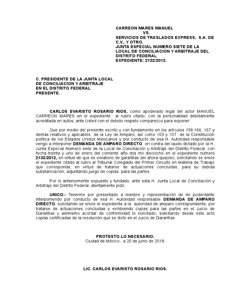 Amparo Laboral | PDF | Caso de ley | Ciudad de México